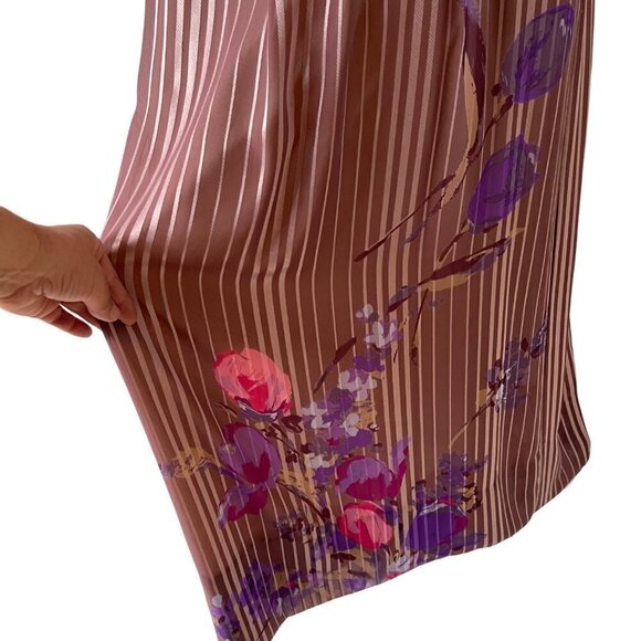 Hanae Mori Vintage 70s Womens Maxi Dress Size 12 Pink Purple Floral Chiffon - Picture 14 of 16